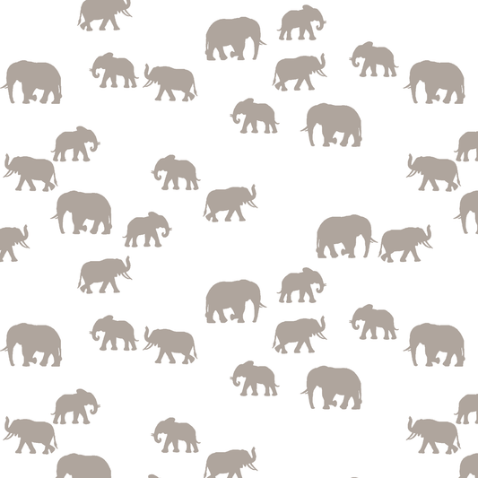 Elephant Silhouette in Taupe on White