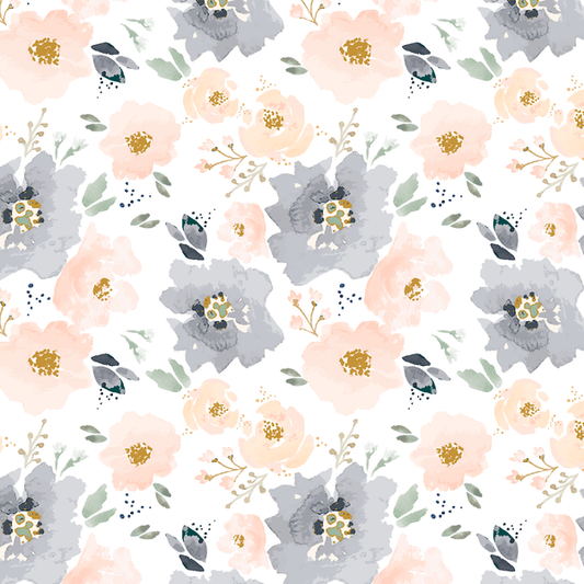 Full Bloom Floral in Peach and Navy