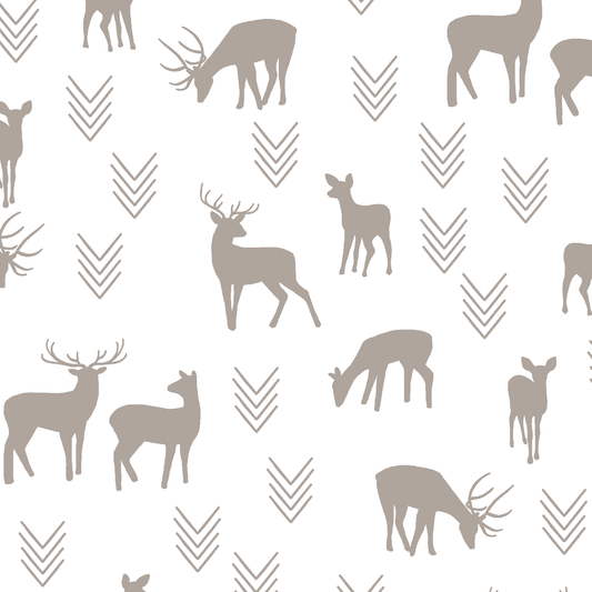 Deer Silhouette in Taupe on White