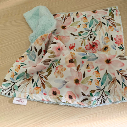Mae Floral in Garden Lovey with Ice  Minky Hide