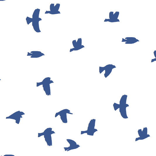 Flock Silhouette in Blue Jay on White