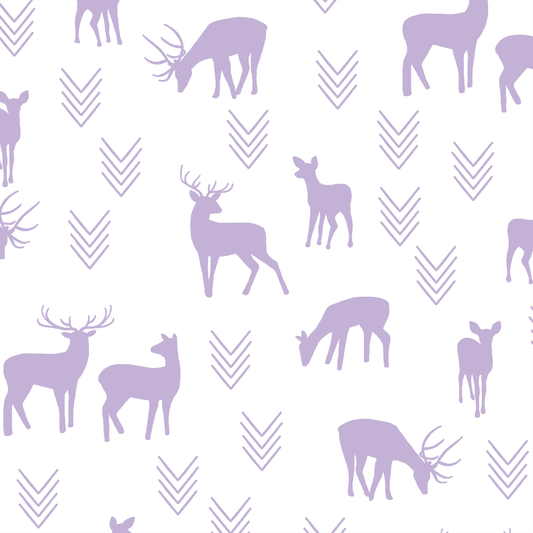 Deer Silhouette in Lilac on White