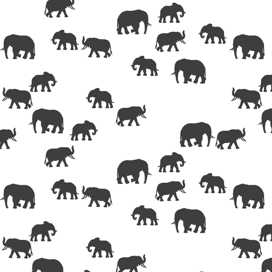 Elephant Silhouette in Onyx on White