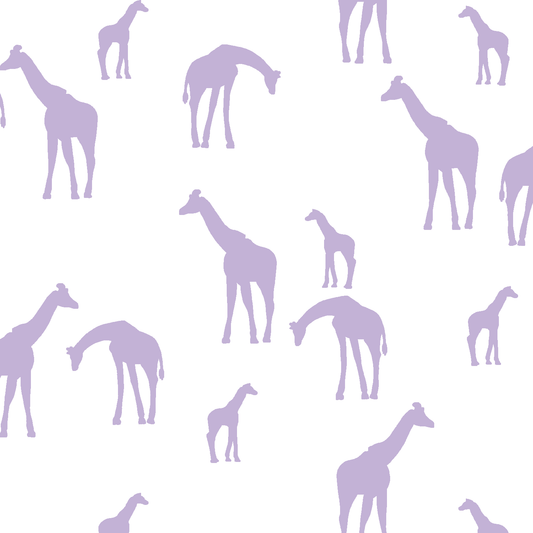 Giraffe Silhouette in Lilac on White