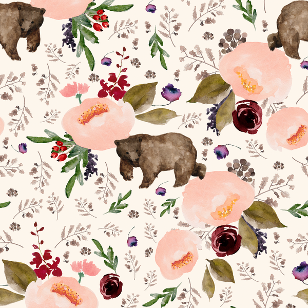 Floral Bear in Soft Ivory