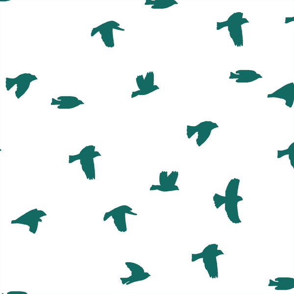 Flock Silhouette in Emerald on White