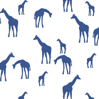Giraffe Silhouette in Blue Jay on White