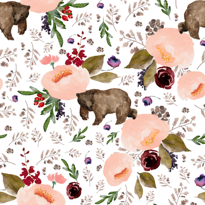 Floral Bear in White