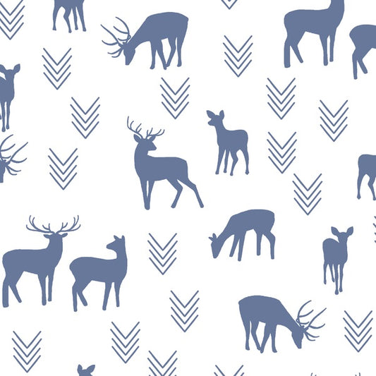 Deer Silhouette in Azurite on White