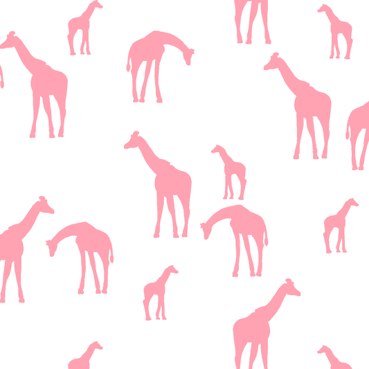 Giraffe Silhouette in Rose Pink on White