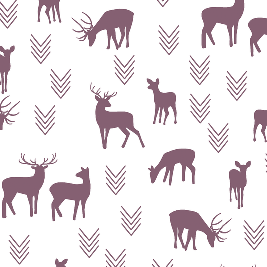 Deer Silhouette in Mulberry on White