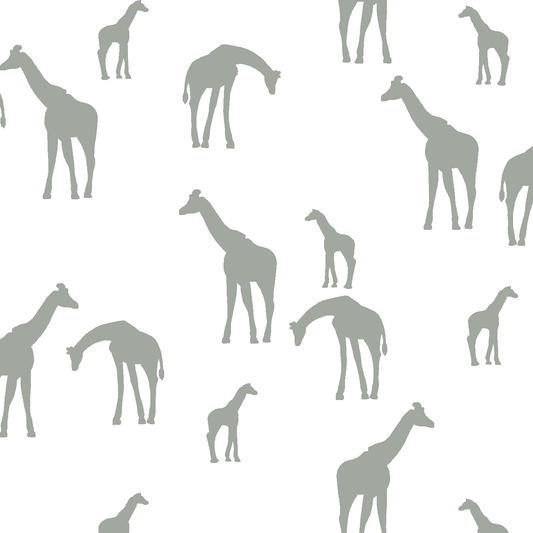 Giraffe Silhouette in Sage on White