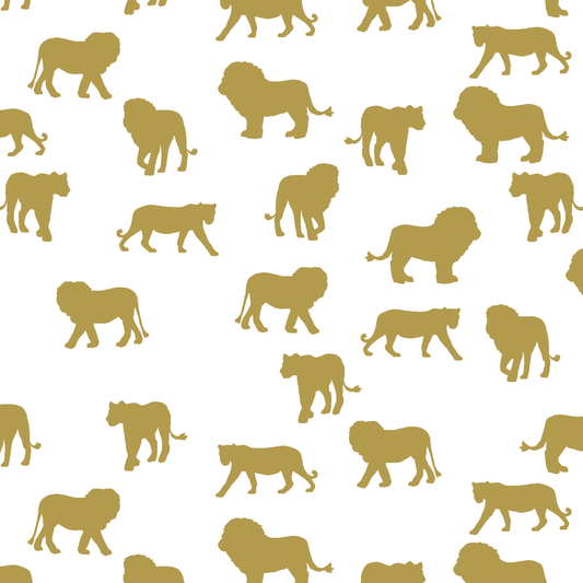 Lion Silhouette in Gold on White