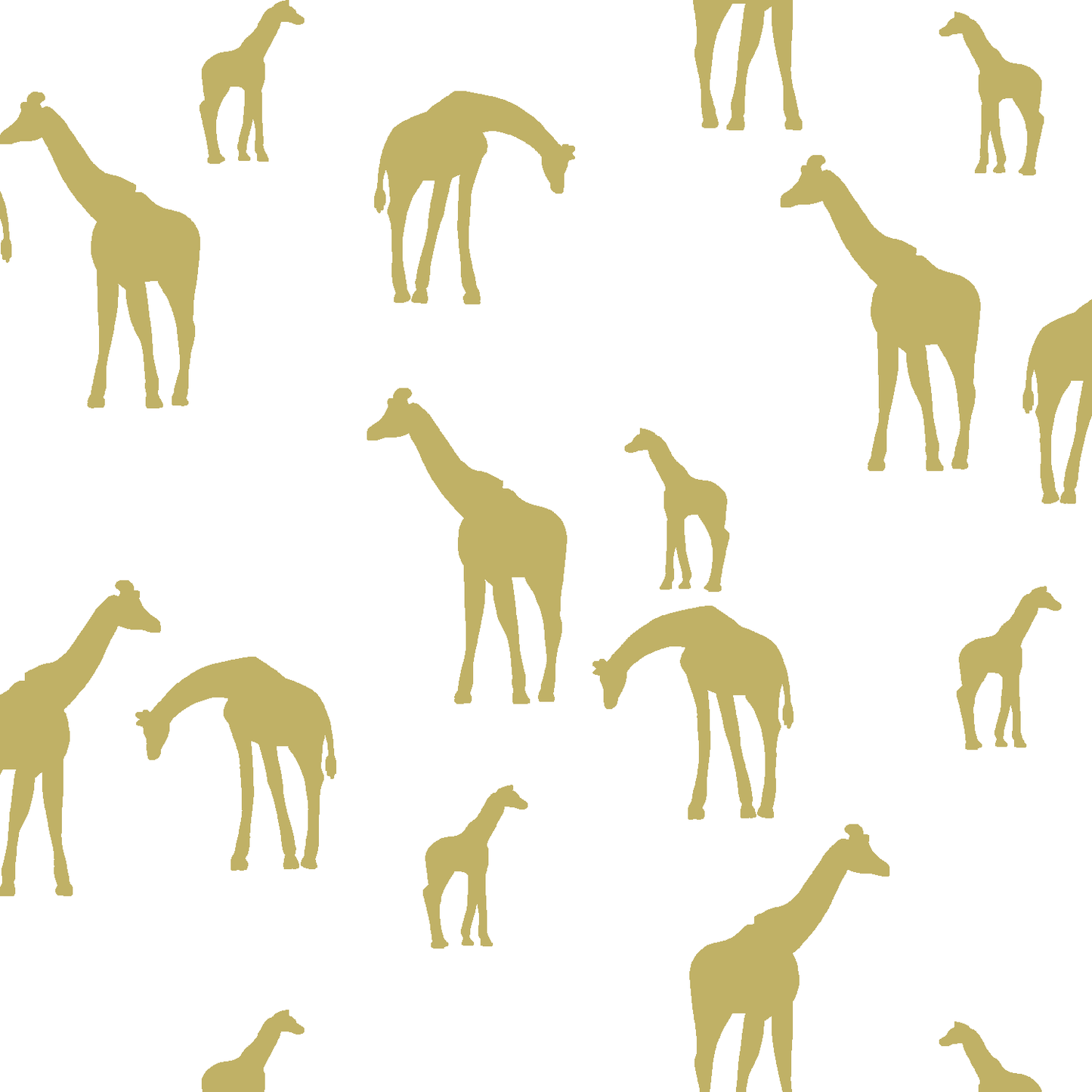 Giraffe Silhouette in Brass on White