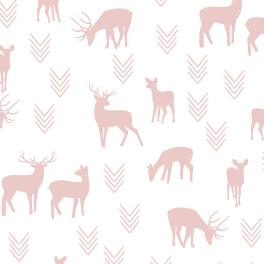 Deer Silhouette in Blush on White