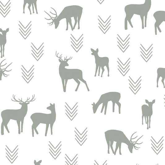 Deer Silhouette in Sage on White