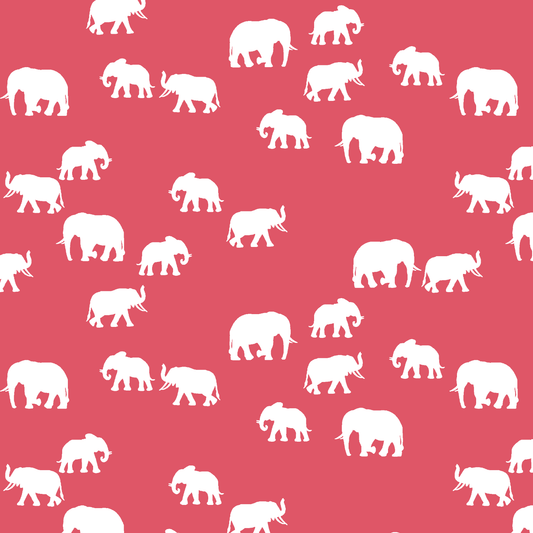 Elephant Silhouette in Passion on White