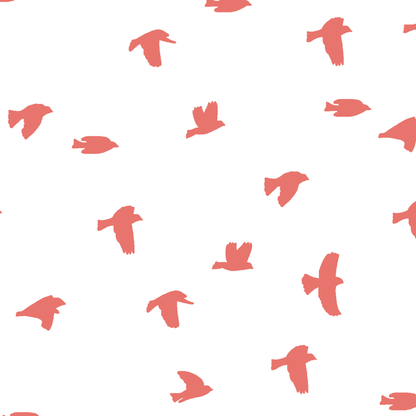 Flock Silhouette in Living Coral on White