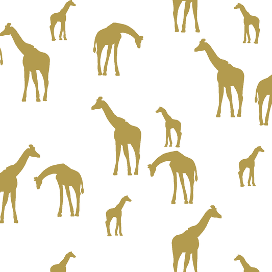 Giraffe Silhouette in Gold on White