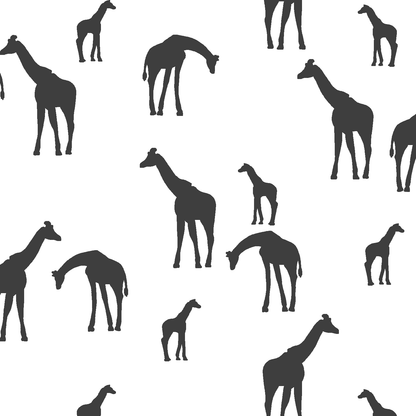 Giraffe Silhouette in Onyx on White