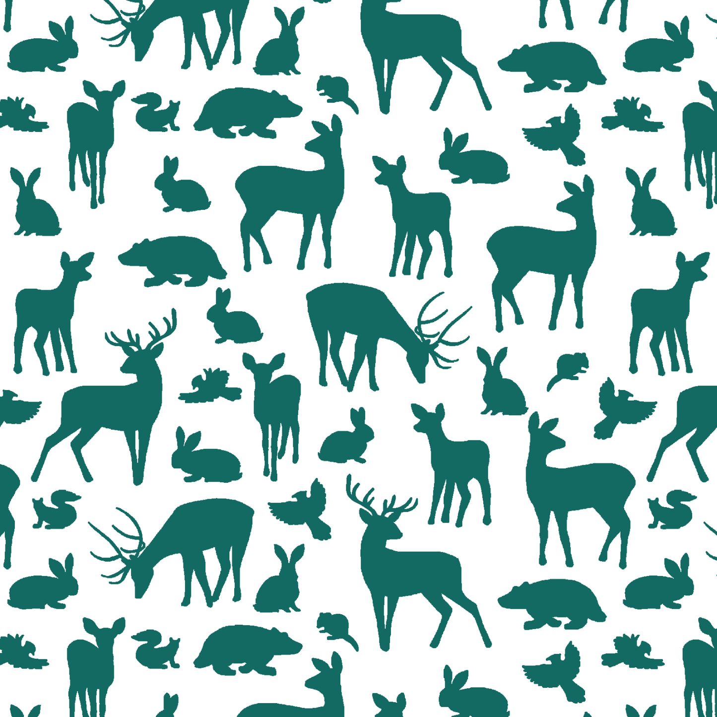 Forest Friends in Emerald on White