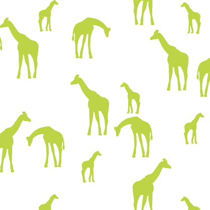 Giraffe Silhouette in Lime on White