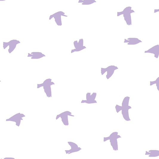 Flock Silhouette in Lilac on White