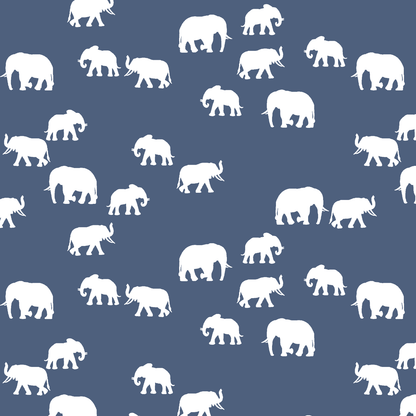 Elephant Silhouette in Midnight on White
