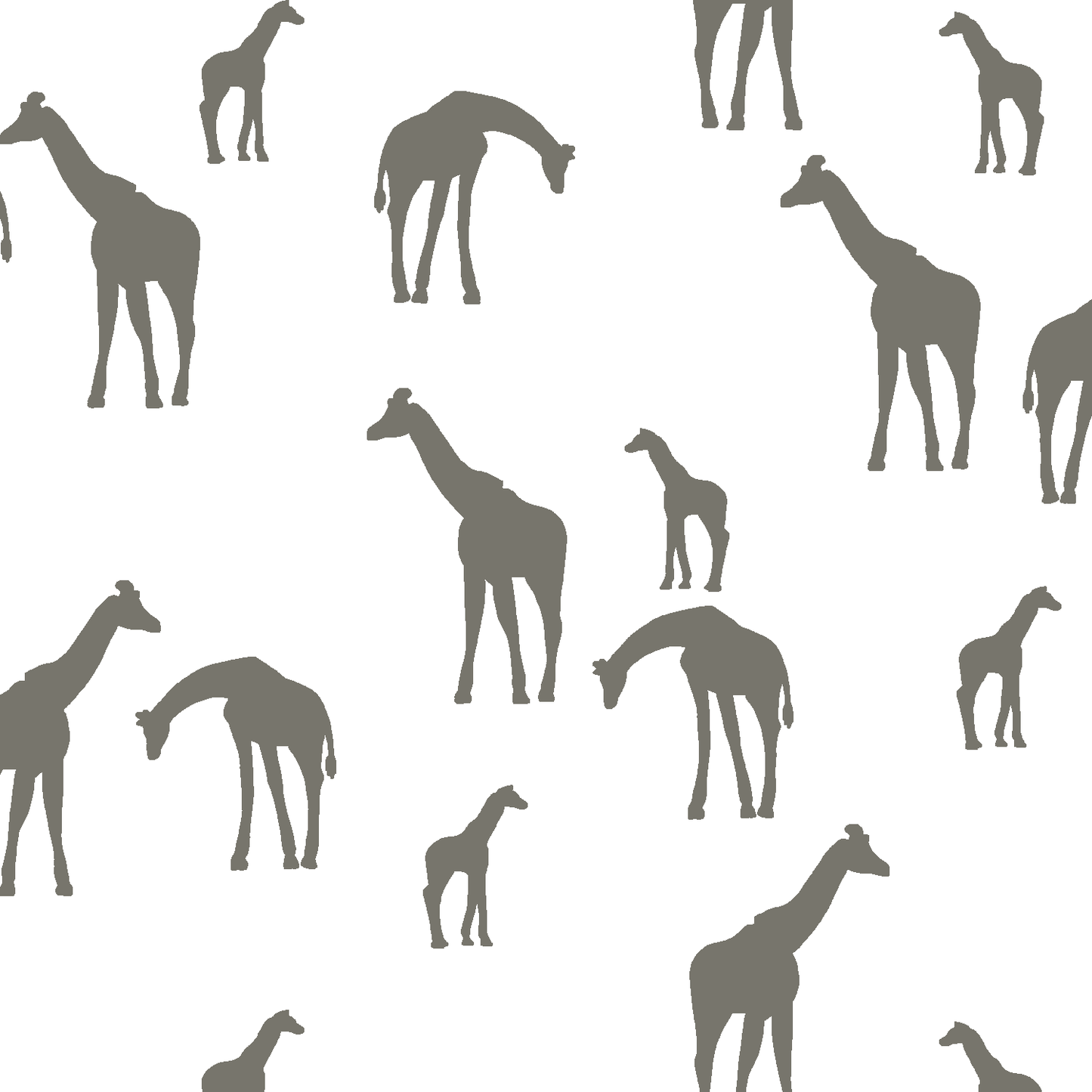 Giraffe Silhouette in Griege on White