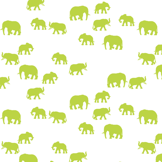 Elephant Silhouette in Lime on White