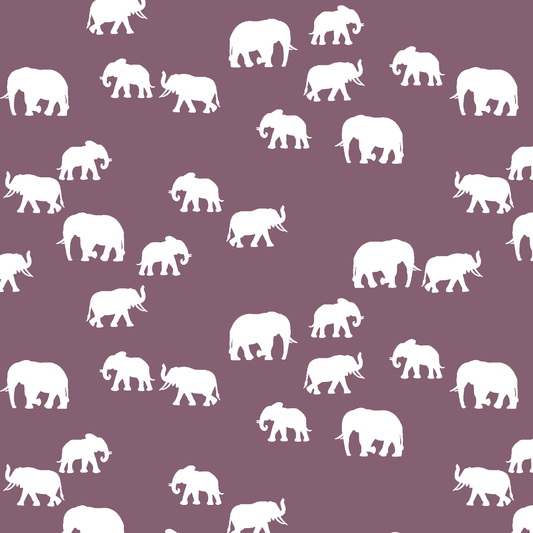 Elephant Silhouette in Mulberry