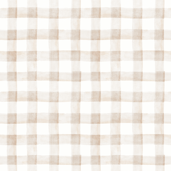 Large Garden Gingham in Soft Taupe