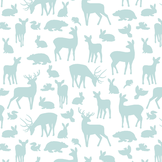 Forest Friends in Glacier Blue on White