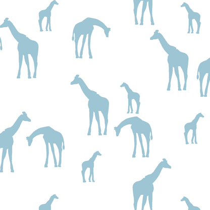 Giraffe Silhouette in Bluebell on White