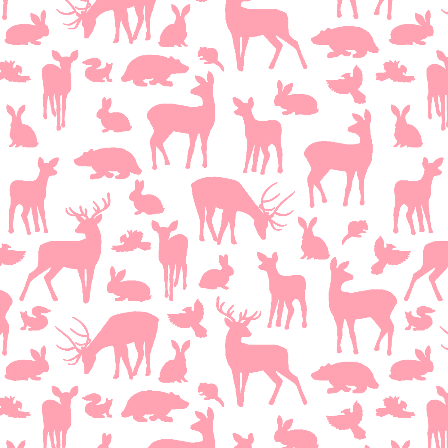 Forest Friends in Rose Pink on White