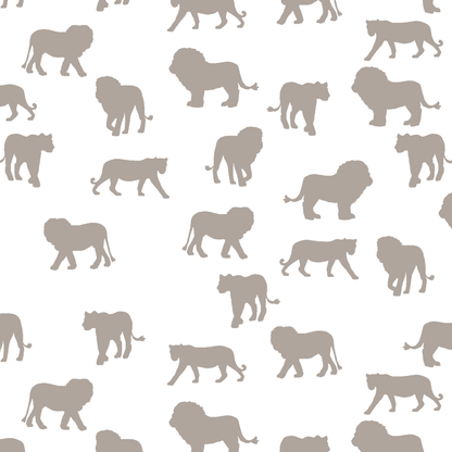 Lion Silhouette in Taupe on White
