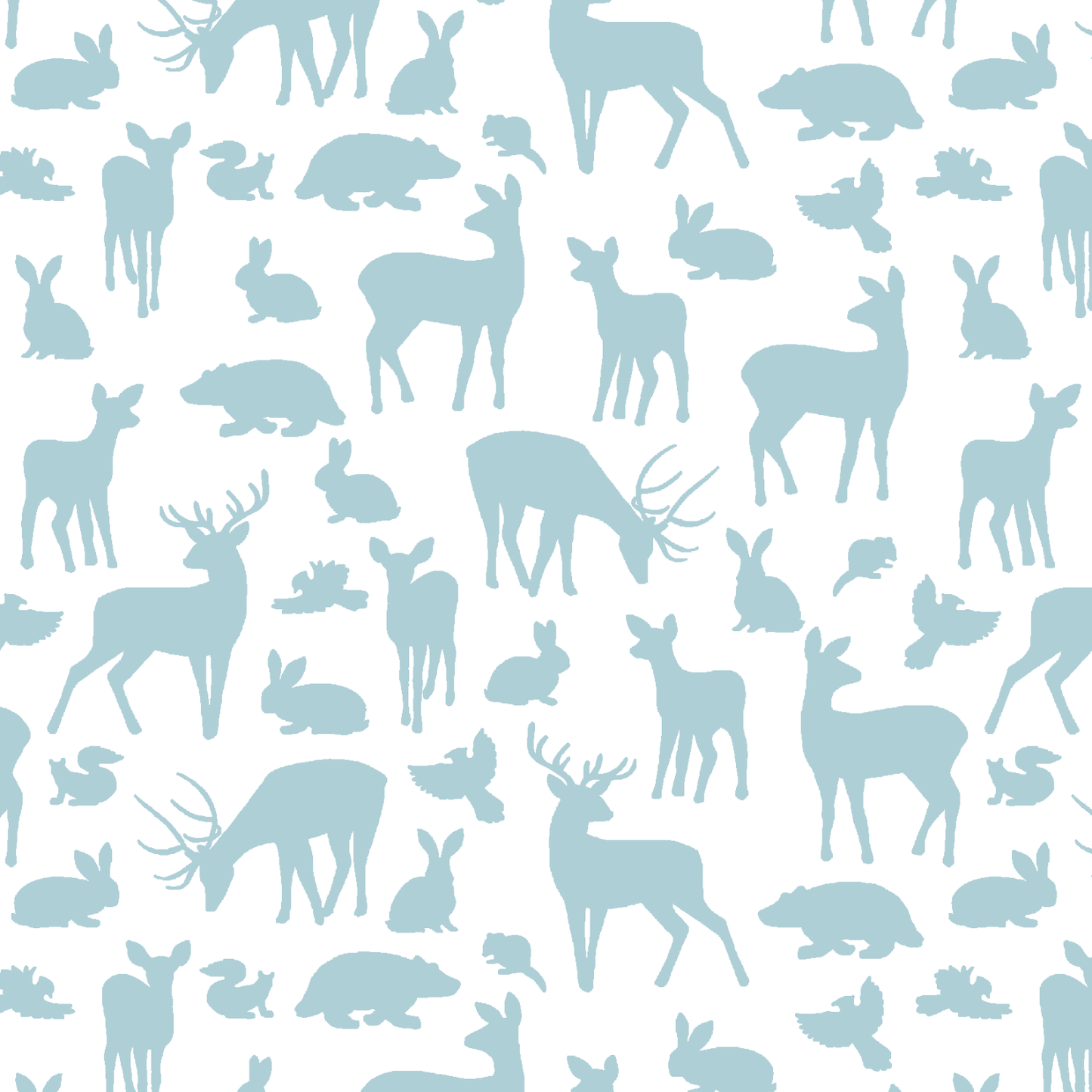 Forest Friends in Powder Blue on White