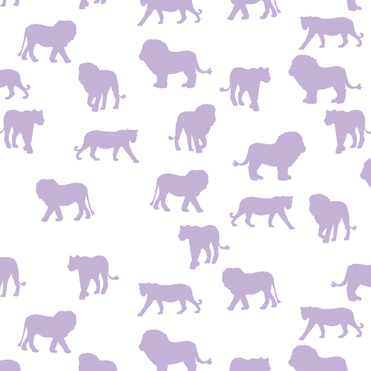 Lion Silhouette in Lilac on White