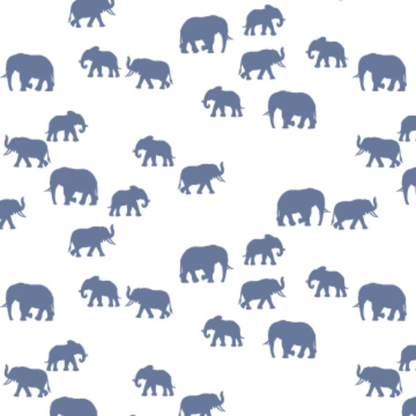Elephant Silhouette in Azurite on White