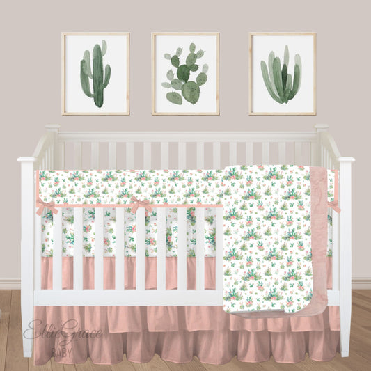 Cactus Floral in Blush Crib Set