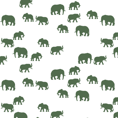 Elephant Silhouette in Kale on White