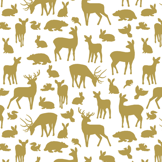 Forest Friends in Gold on White