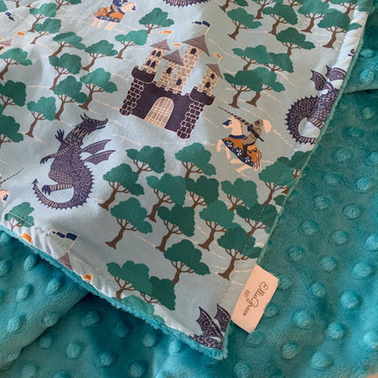 Castle Raid in Robins Egg Blanket with Teal Dimple