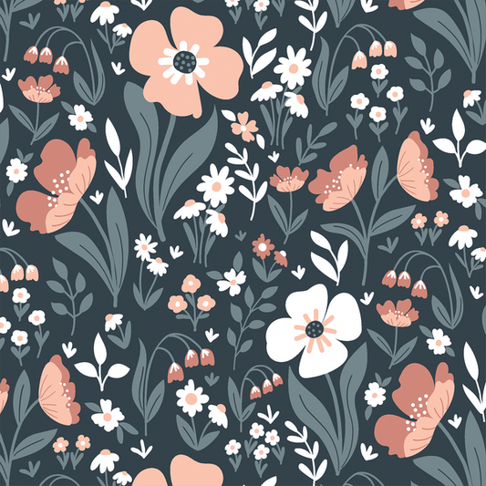 Large Friendly Floral in Midnight Sky
