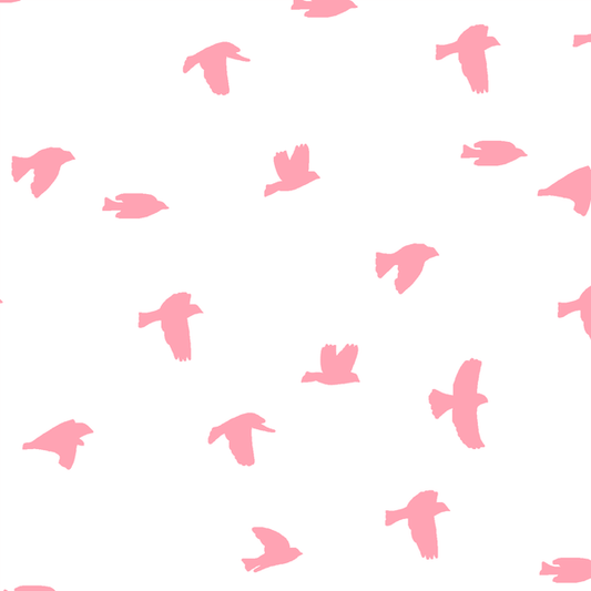 Flock Silhouette in Rose Pink on White