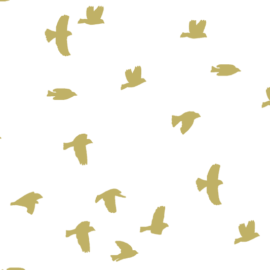 Flock Silhouette in Brass on White