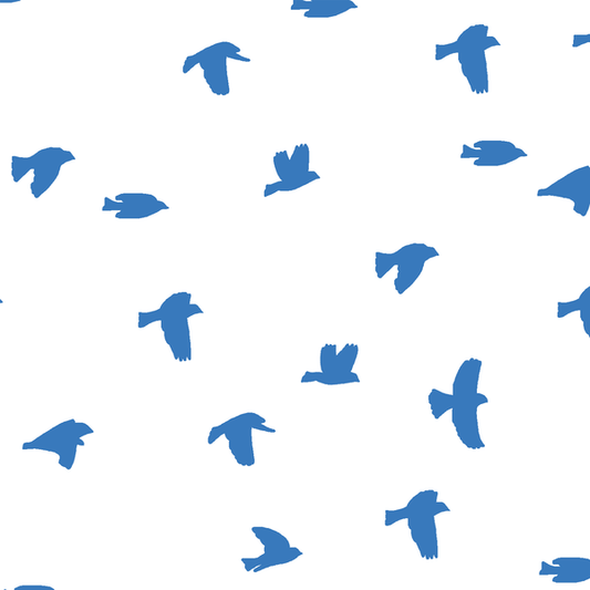 Flock Silhouette in Cerulean on White