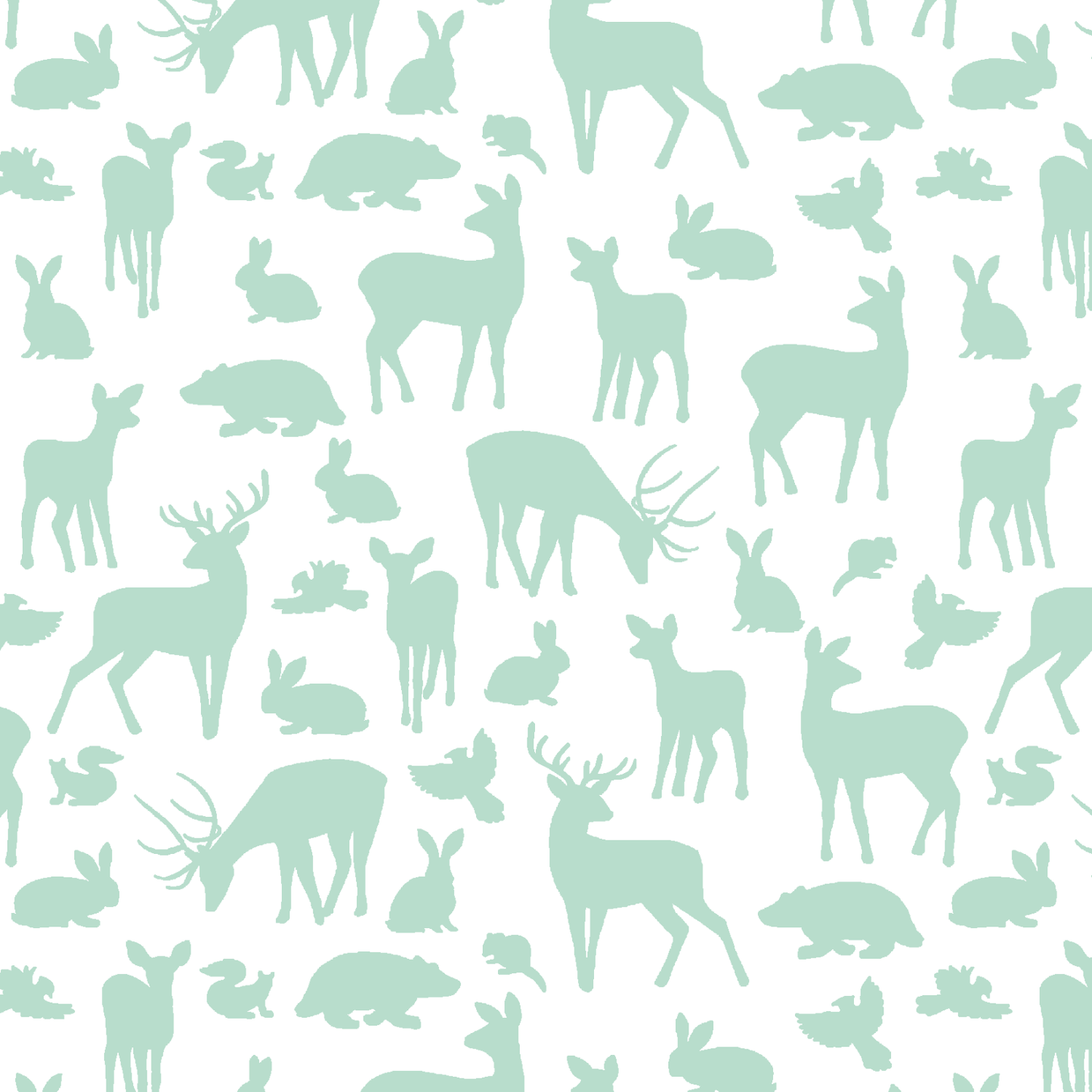 Forest Friends in Mint on White