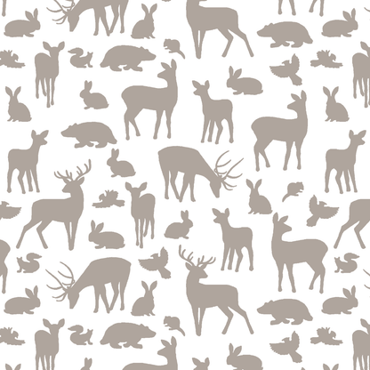 Forest Friends in Taupe on White
