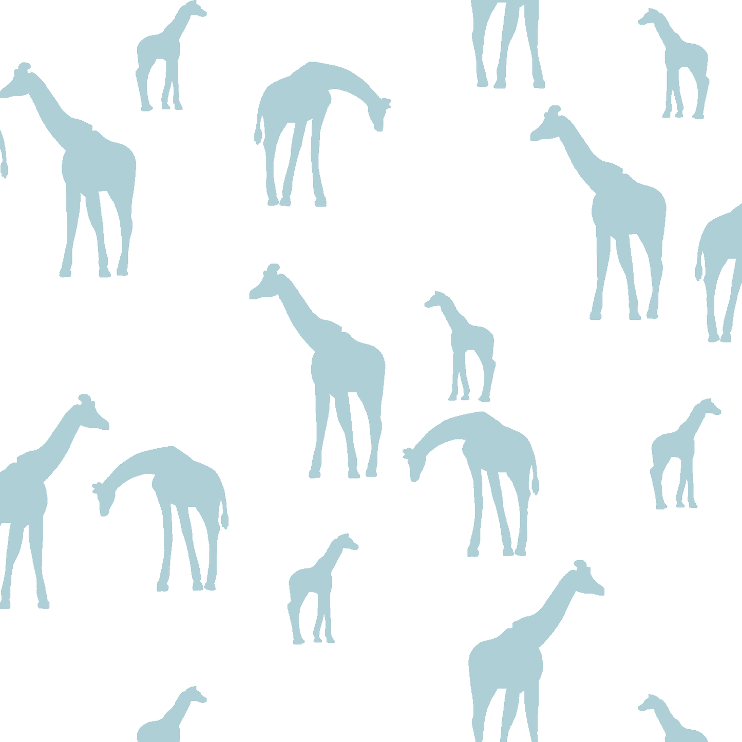 Giraffe Silhouette in Powder Blue on White